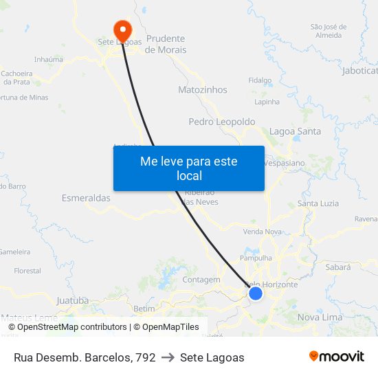 Rua Desemb. Barcelos, 792 to Sete Lagoas map