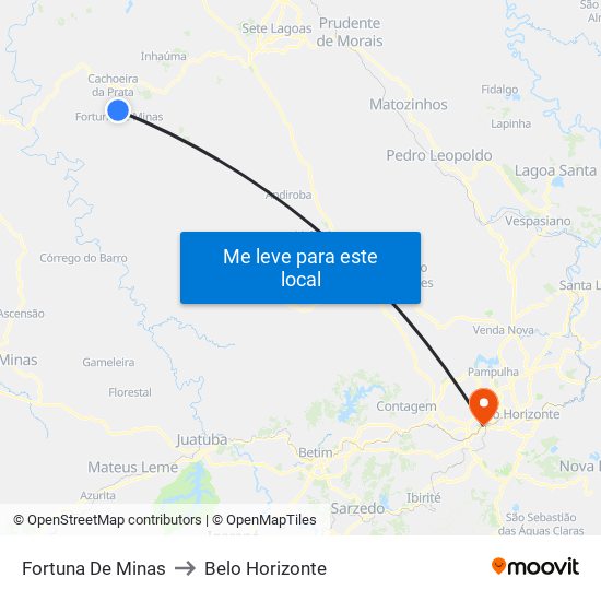 Fortuna De Minas to Belo Horizonte map