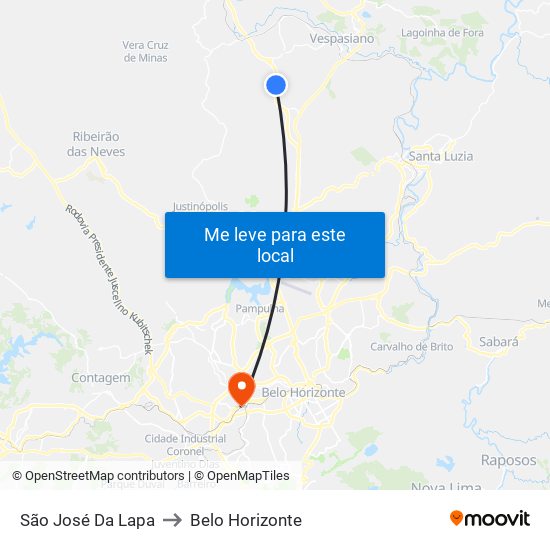 São José Da Lapa to Belo Horizonte map