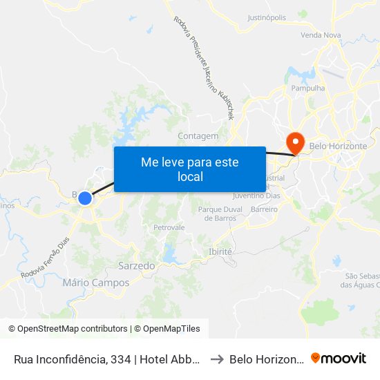 Rua Inconfidência, 334 | Hotel Abba A to Belo Horizonte map