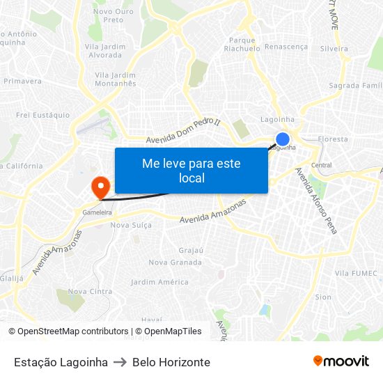 Estação Lagoinha to Belo Horizonte map