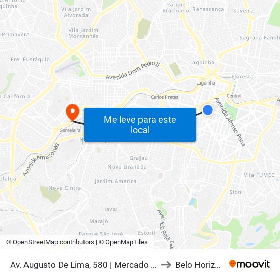 Av. Augusto De Lima, 580 | Mercado Central to Belo Horizonte map