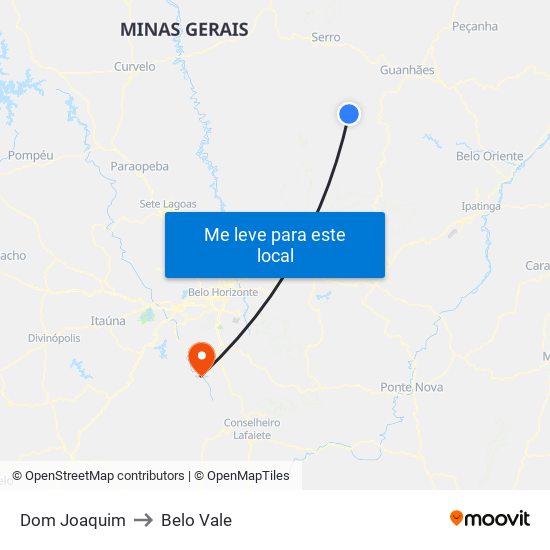 Dom Joaquim to Belo Vale map