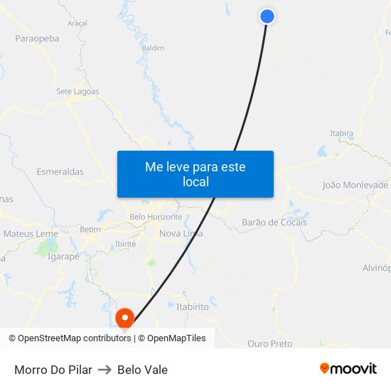 Morro Do Pilar to Belo Vale map