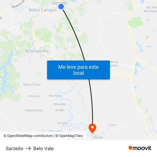 Sarzedo to Belo Vale map