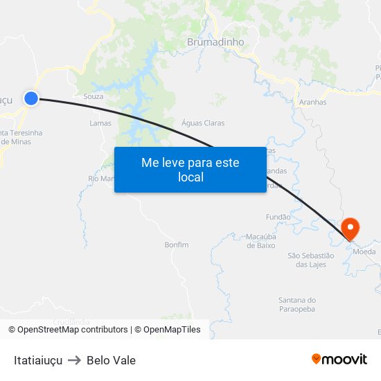Itatiaiuçu to Belo Vale map