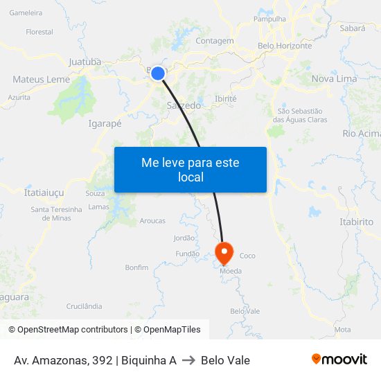 Av. Amazonas, 392 | Biquinha A to Belo Vale map