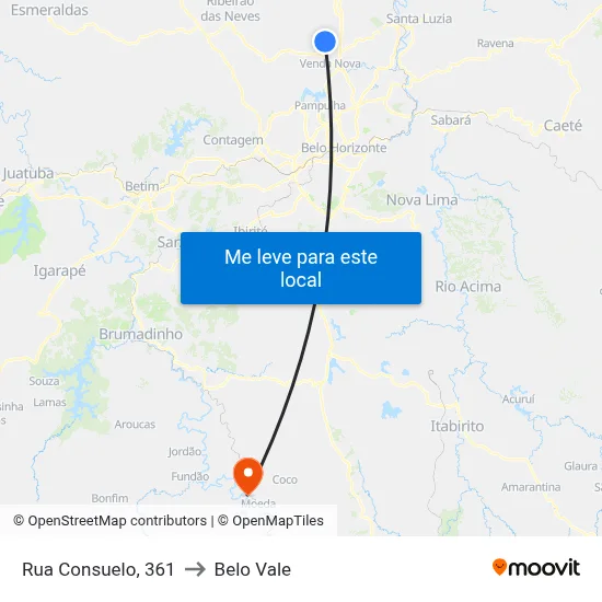 Rua Consuelo, 361 to Belo Vale map