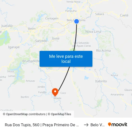 Rua Dos Tupis, 560 | Praça Primeiro De Maio 2 to Belo Vale map