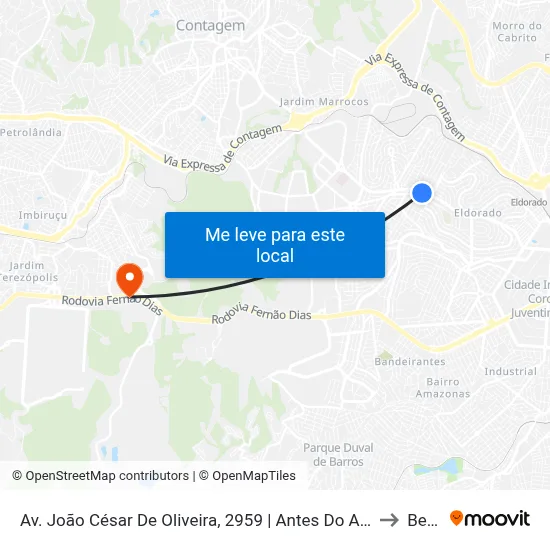 Av. João César De Oliveira, 2959 | Antes Do Antigo Iria Diniz to Betim map