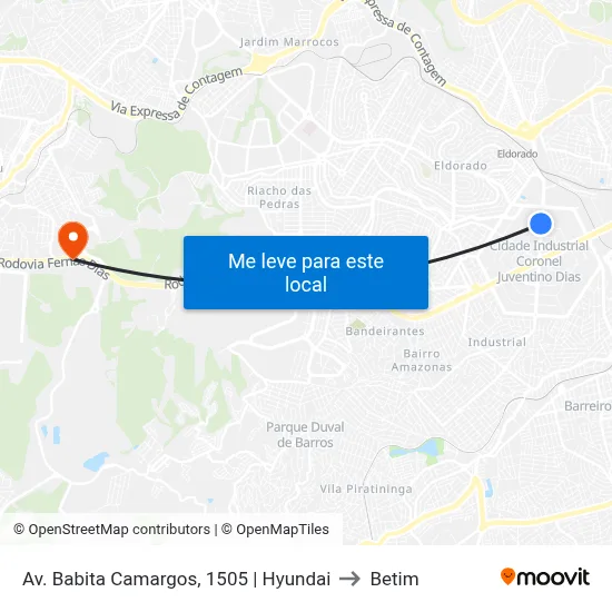 Av. Babita Camargos, 1505 | Hyundai to Betim map