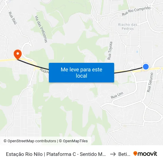 Estação Rio Nilo | Plataforma C - Sentido Metrô to Betim map