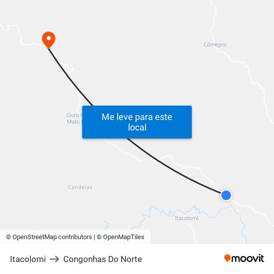 Itacolomi to Congonhas Do Norte map