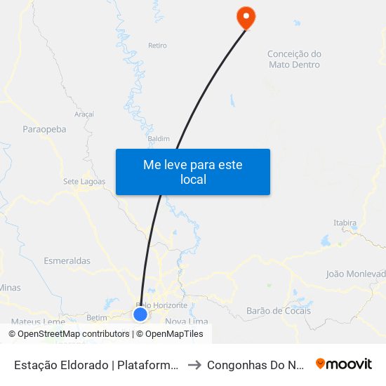 Estação Eldorado | Plataforma B6 to Congonhas Do Norte map