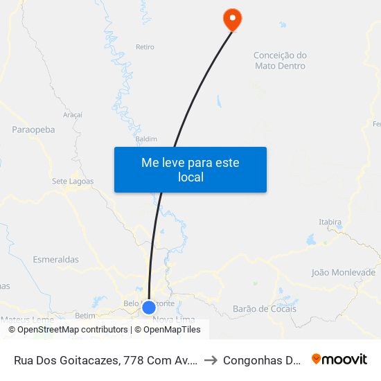 Rua Dos Goitacazes, 778 Com Av. Amazonas 2 to Congonhas Do Norte map