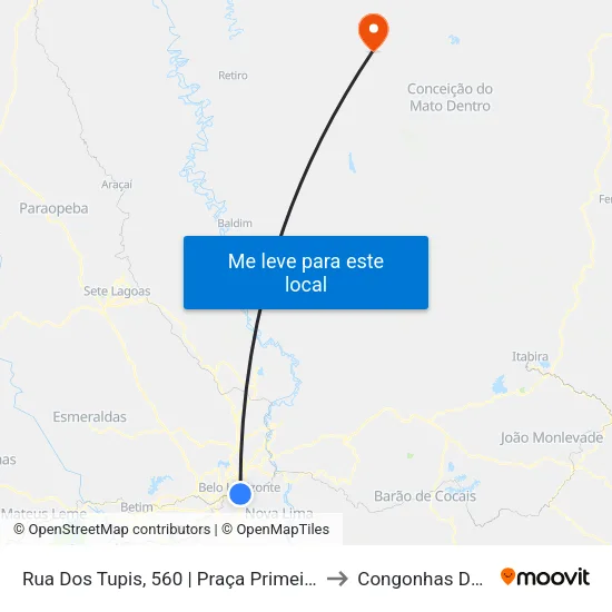Rua Dos Tupis, 560 | Praça Primeiro De Maio 2 to Congonhas Do Norte map