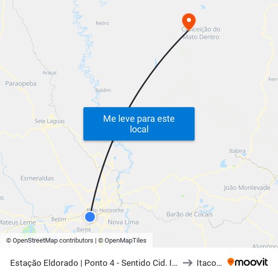 Estação Eldorado | Ponto 4 - Sentido Cid. Industrial/Barreiro to Itacolomi map