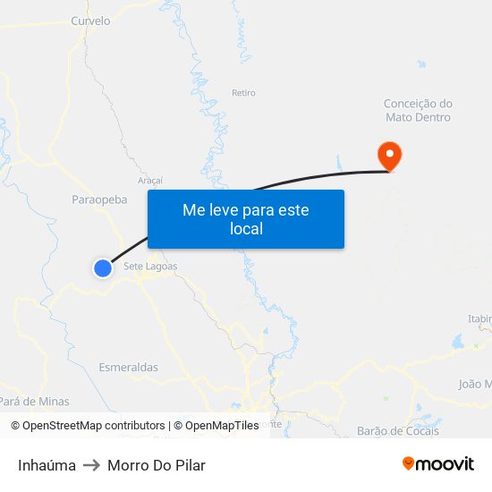 Inhaúma to Morro Do Pilar map