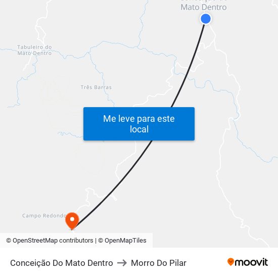 Conceição Do Mato Dentro to Morro Do Pilar map