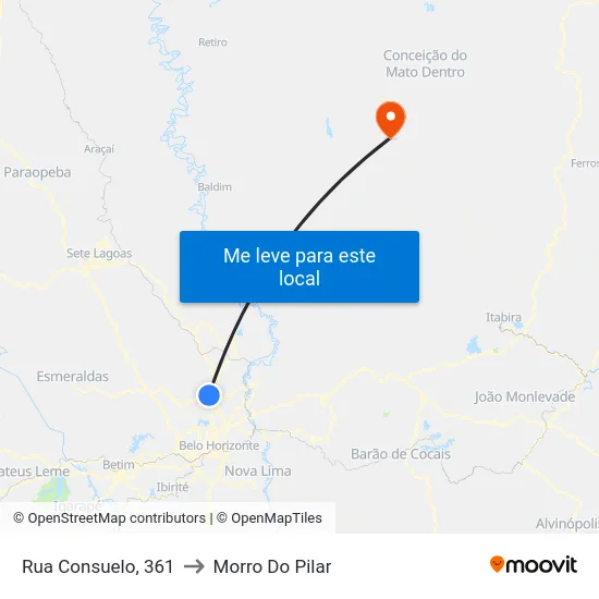 Rua Consuelo, 361 to Morro Do Pilar map