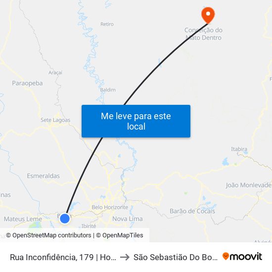 Rua Inconfidência, 179 | Hotel Primavera to São Sebastião Do Bom Sucesso map
