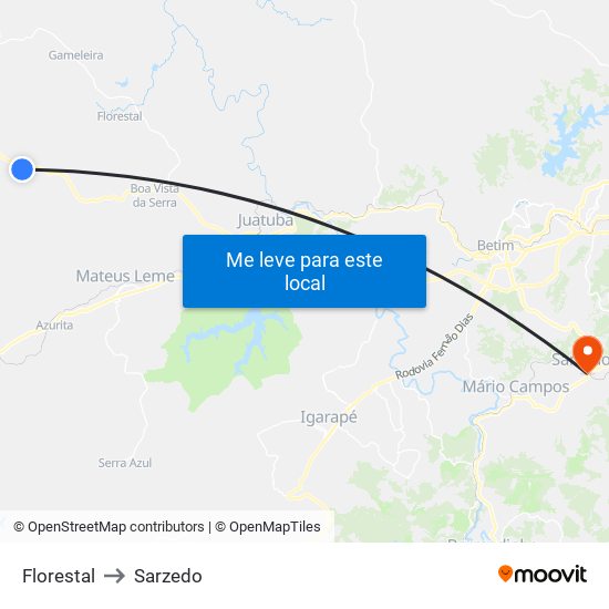 Florestal to Sarzedo map