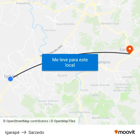 Igarapé to Sarzedo map