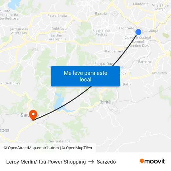 Leroy Merlin/Itaú Power Shopping to Sarzedo map
