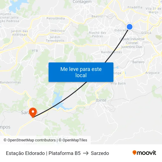 Estação Eldorado | Plataforma B5 to Sarzedo map