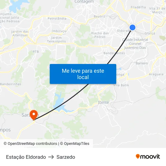 Estação Eldorado to Sarzedo map