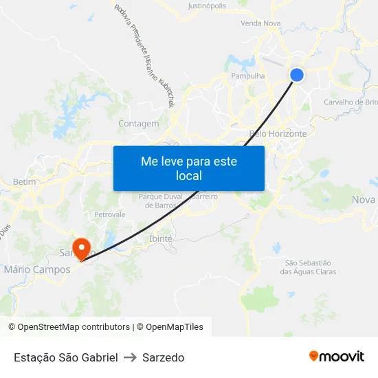 Estação São Gabriel to Sarzedo map