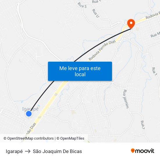 Igarapé to São Joaquim De Bicas map