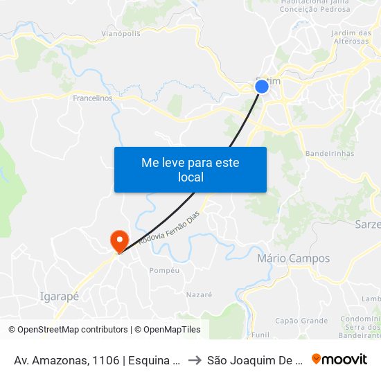 Av. Amazonas, 1106 | Esquina Com Jk to São Joaquim De Bicas map