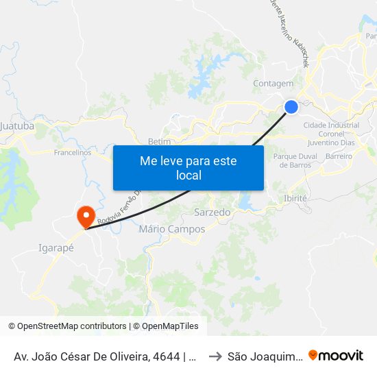 Av. João César De Oliveira, 4644 | Arcor (Antiga Aymoré) to São Joaquim De Bicas map