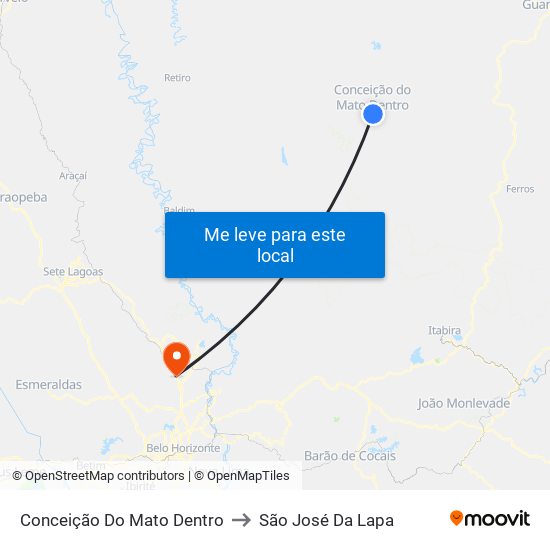 Conceição Do Mato Dentro to São José Da Lapa map