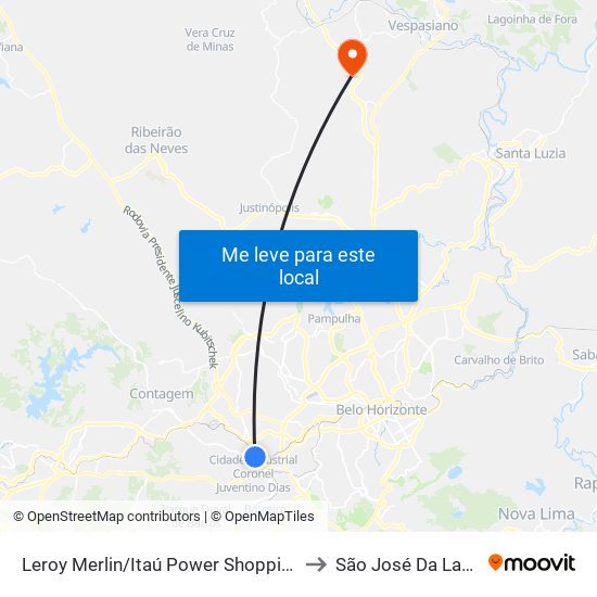 Leroy Merlin/Itaú Power Shopping to São José Da Lapa map