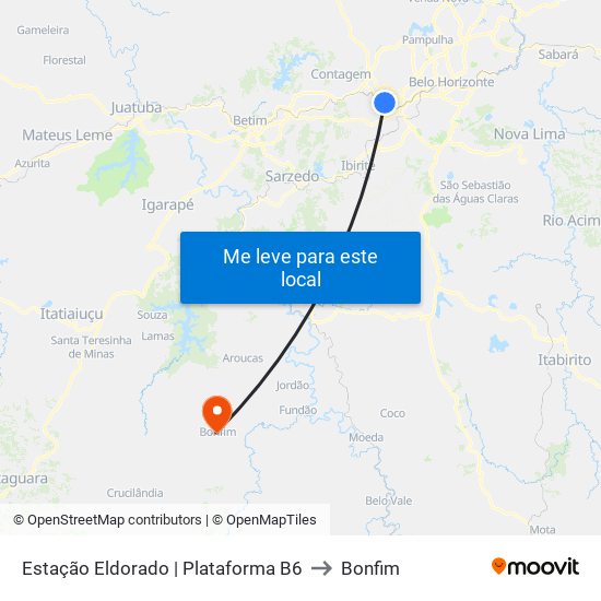 Estação Eldorado | Plataforma B6 to Bonfim map