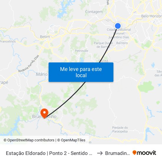 Estação Eldorado | Ponto 2 - Sentido Bairro to Brumadinho map