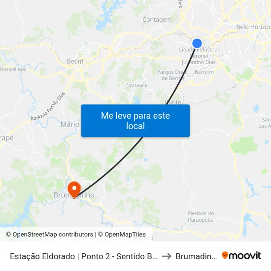 Estação Eldorado | Ponto 2 - Sentido Bairro to Brumadinho map