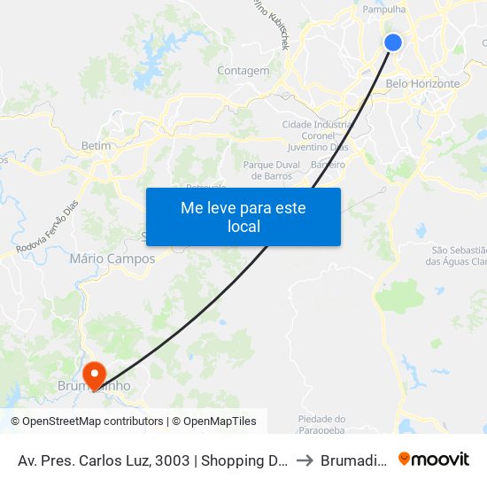 Av. Pres. Carlos Luz, 3003 | Shopping Del Rey 1 to Brumadinho map