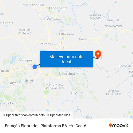 Estação Eldorado | Plataforma B6 to Caeté map