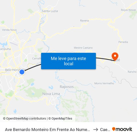 Ave Bernardo Monteiro Em Frente Ao Numero 572 to Caeté map