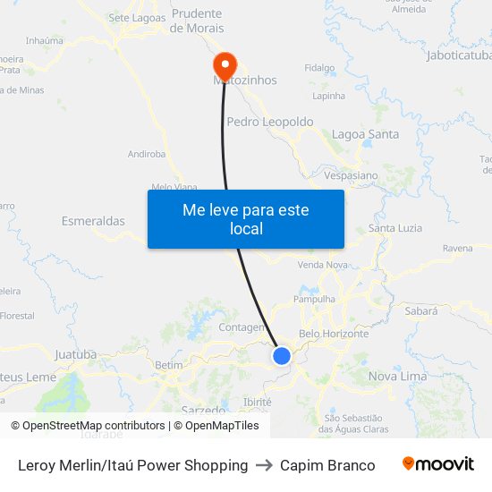 Leroy Merlin/Itaú Power Shopping to Capim Branco map