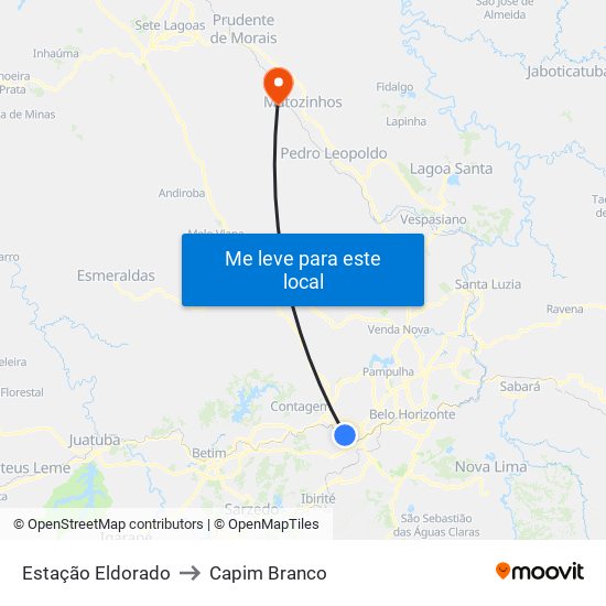 Estação Eldorado to Capim Branco map