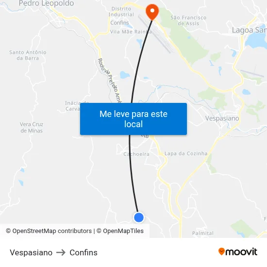 Vespasiano to Confins map