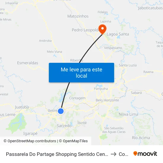 Passarela Do Partage Shopping Sentido Centro De Betim/Br-381 to Confins map