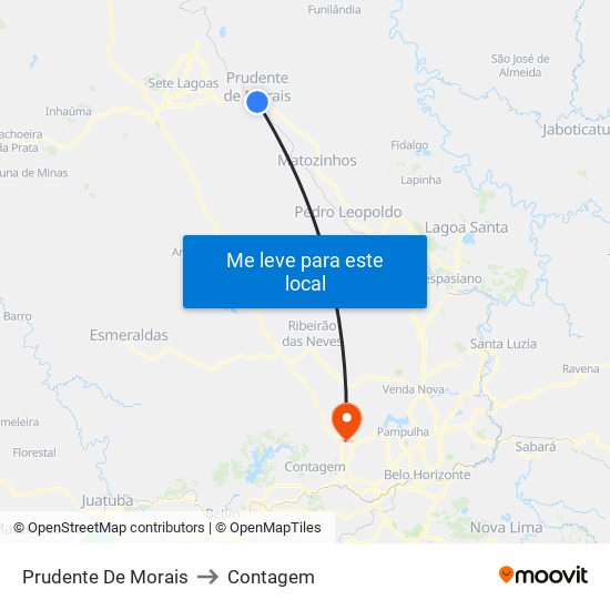 Prudente De Morais to Contagem map