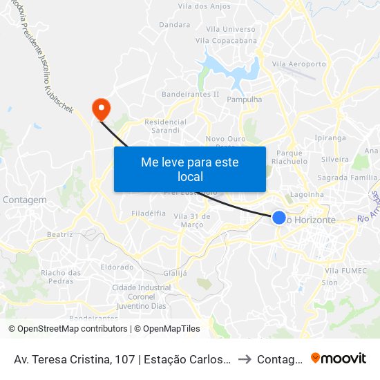 Av. Teresa Cristina, 107 | Estação Carlos Prates to Contagem map