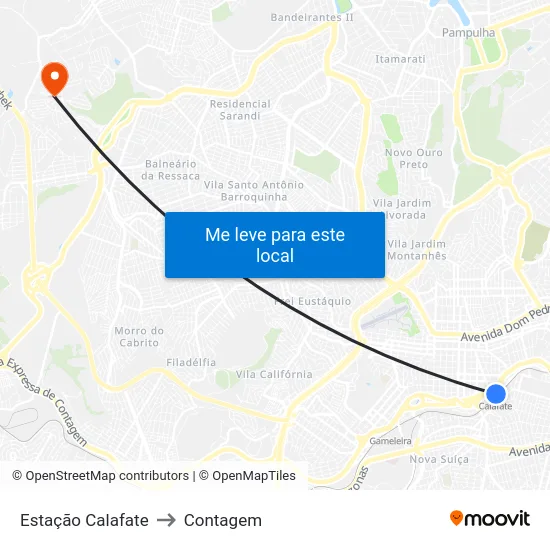 Estação Calafate to Contagem map