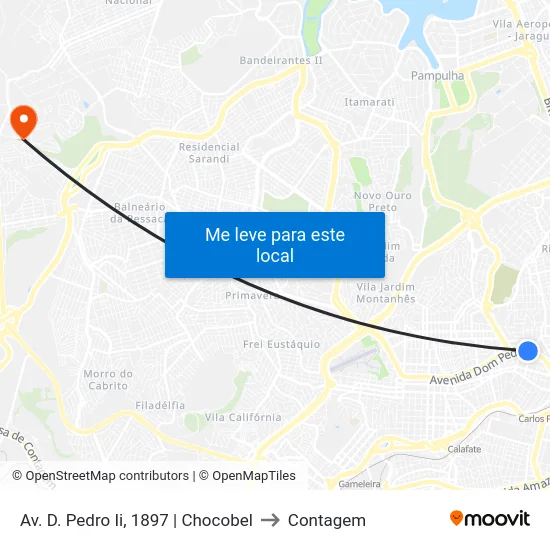 Av. D. Pedro Ii, 1897 | Chocobel to Contagem map